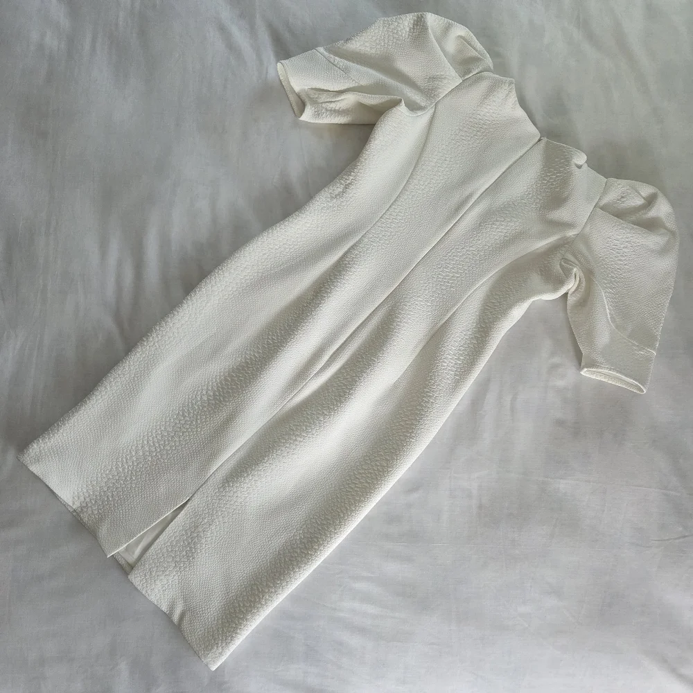 Bardot White Midi Dress with Puff Sleeves - Picture 7 of 11